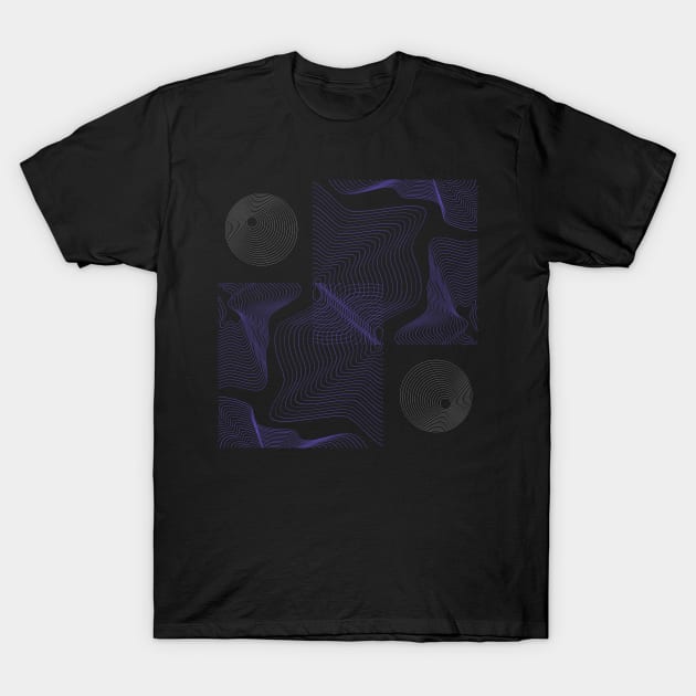 ABSTRACT WAVES LINES CIRCLES HYPNOSIS PURPLE T-Shirt by Cadaverous